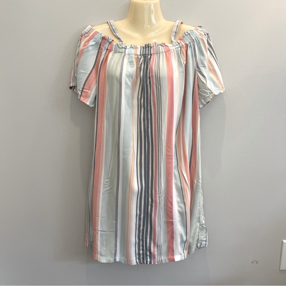 Peyton & Parker Dress Colorful Striped Strap Shoulder Dress Size L